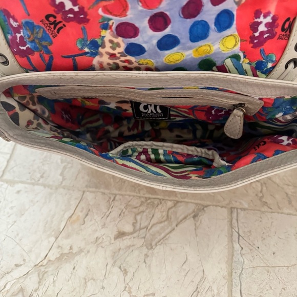 Chi Carlos Falchi ivory cream leather fringe  boho crossbody purse bag - Picture 7 of 9